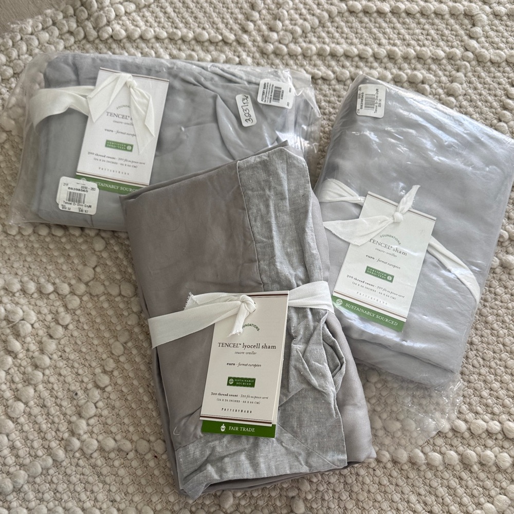 Pottery Barn TENCEL Lyocell Euro Sham in Silver Gray